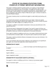 Colorado Statutory Durable Power Of Attorney Form Template