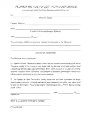 Florida Eviction Notice For Non Compliance Form Template