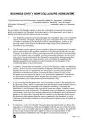 Business Sale Non Disclosure Agreement Form Template