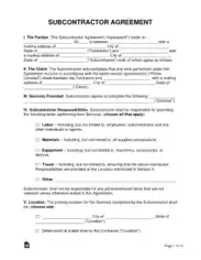 Subcontractor Agreement Form Template