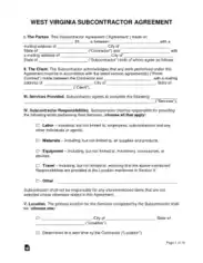 Free Download PDF Books, West Virginia Subcontractor Agreement Form Template