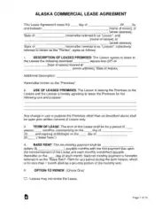 Alaska Commercial Lease Agreement Form Template
