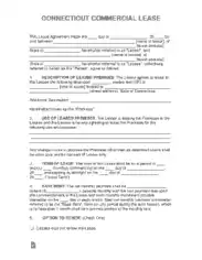 Connecticut Commercial Lease Agreement Form Template