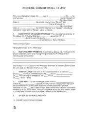 Indiana Commercial Lease Agreement Form Template