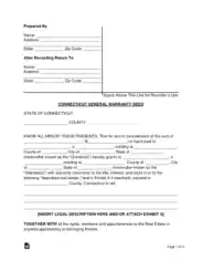 Connecticut General Warranty Deed Form Template
