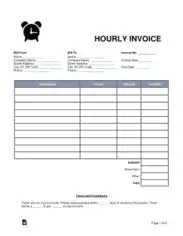 Sample Hourly Invoice Form Template