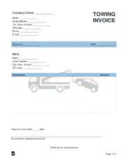Towing Invoice Form Template