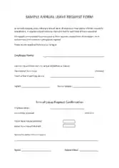 Sample Annual Leave Request Letter Form Template