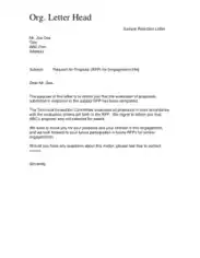 Request For Proposal Rejection Letter Template