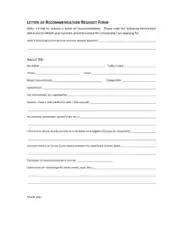 Letter Of Recommendation Request Form Template