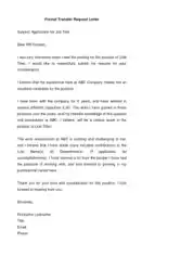 Formal Transfer Request Letter Template