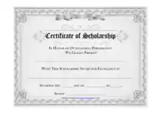 Excellent Scholarship Award Certificate Template
