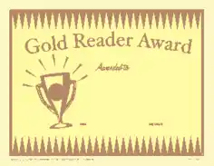 Free Download PDF Books, Gold Reader Award Certificate Template