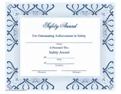 Safety Achievement Award Certificate Template