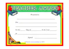 Free Download PDF Books, Teacher Award Certificate Template