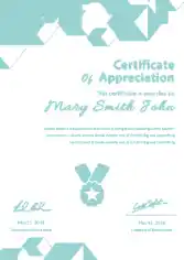 Portrate Appreciation Certificate Template
