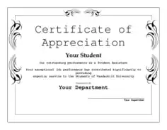 Sample Certificate of Appreciation Editable Template