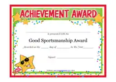 Free Download PDF Books, Sportsmanship Appreciation Certificate Template