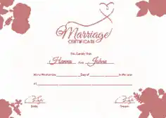 Beautiful Marriage Certificate Template