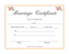 Free Download PDF Books, Formal Marriage Certificate Template