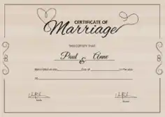 Sample Certificate of Marriage Template