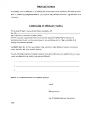 Certificate of Medical Fitness Sample Template