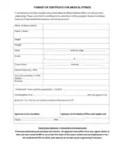 Format of Medical Fitness Certificate Template