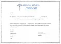 Medical Fitness Certificate Sample Form Template