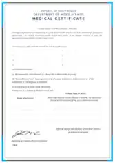 Department of Home Affairs Medical Certificate Template