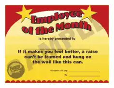 Employee of the Month Award Certificate Sample Template