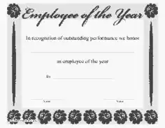 Free Download PDF Books, Employee of the Year Award Certificate Template