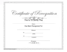 Free Download PDF Books, Certificate of Recognition Sample Template