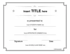 Blank School Certificate Template