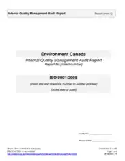 Internal Quality Management Audit Report Template