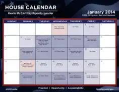 2014 House Session Monthly Calendar Template