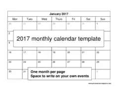Free Download PDF Books, Free 2017 Monthly Calendar Template
