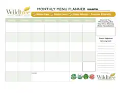 Free Download PDF Books, Monthly Menu Planner Calendar Template