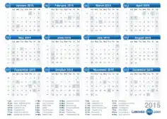 2015 Year Calendar Template
