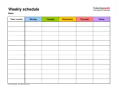 Blank Weekly Schedule Calendar Template