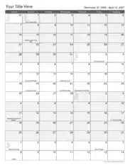 Free Download PDF Books, Printable Multi Week Calendar Template