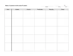 Free Download PDF Books, Weekly Advanced Planning Calendar Template