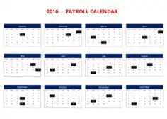 2016 Payroll Calendar Template