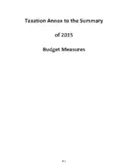 Budget Measures Taxation Annex Summary Template