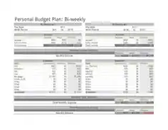 Free Download PDF Books, Biweekly Personal Budget Plan Template