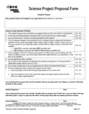 Science Project Proposal Form Template