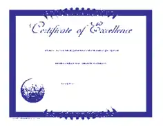 Free Download PDF Books, Academic Excellence Award Certificate Template