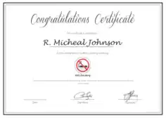 Certificate Of Congratulations For Quitting Smoking Template