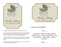 Free Download PDF Books, Babysitting Gift Certificate Template