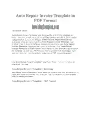 Printable Auto Repair Invoice Example Template