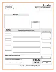 Free Download PDF Books, Blank Billing Invoice Template